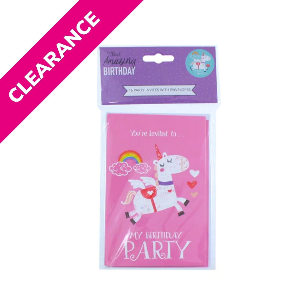 Unicorn Party Invitations With Envelopes 16pk - PoundToys